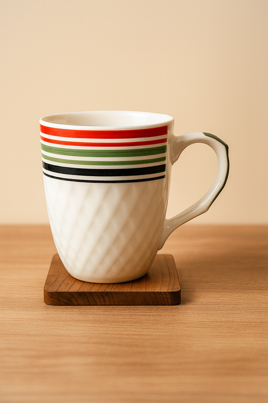 Bhokals Multi Line Printed White Coffee Mug