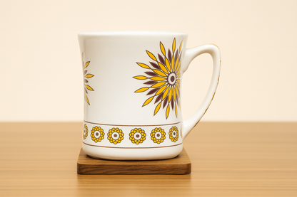 Bhokals Rangoli Yellow Brown printed White Coffee Mug