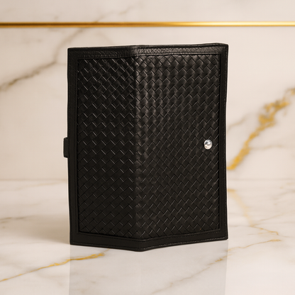 Leather Black Weave Ticket Card Holder