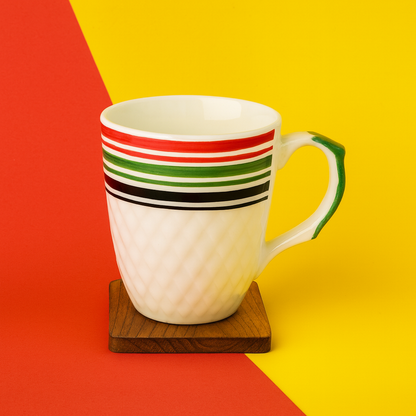 Bhokals Multi Line Printed White Coffee Mug