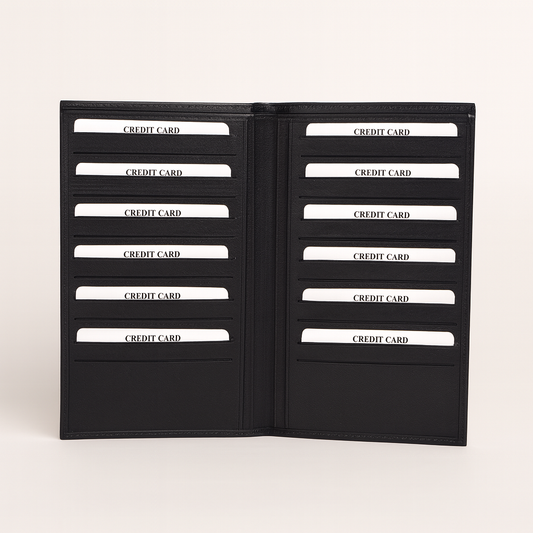 Leather Solid Black Card Holder
