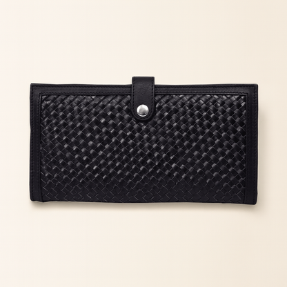 Leather Black Weave Ticket Card Holder