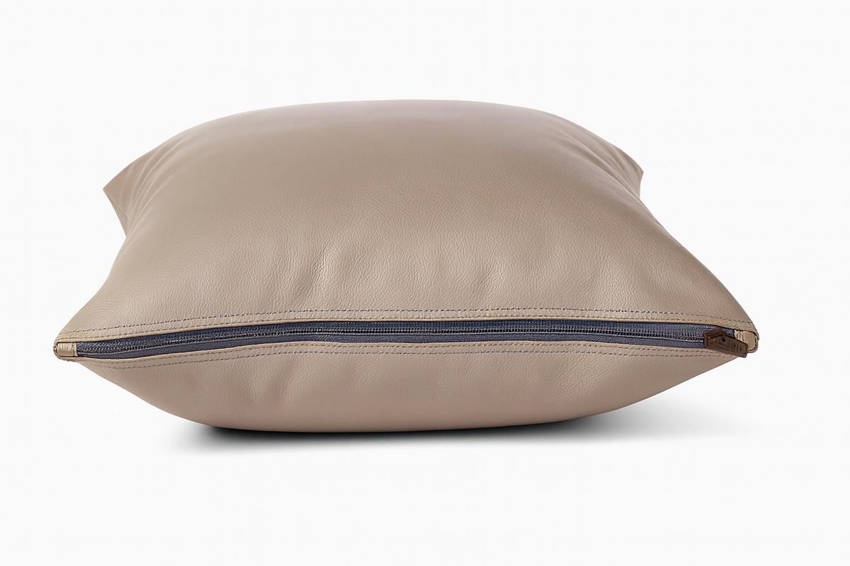 Leather Solid Grey Cushion
