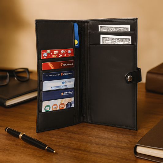 Leather Black Weave Ticket Card Holder