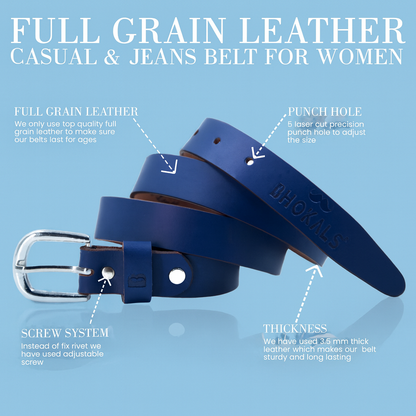 Bhokals Women Blue Leather Belt