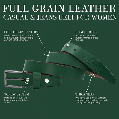 Bhokals Women Green Leather Belt