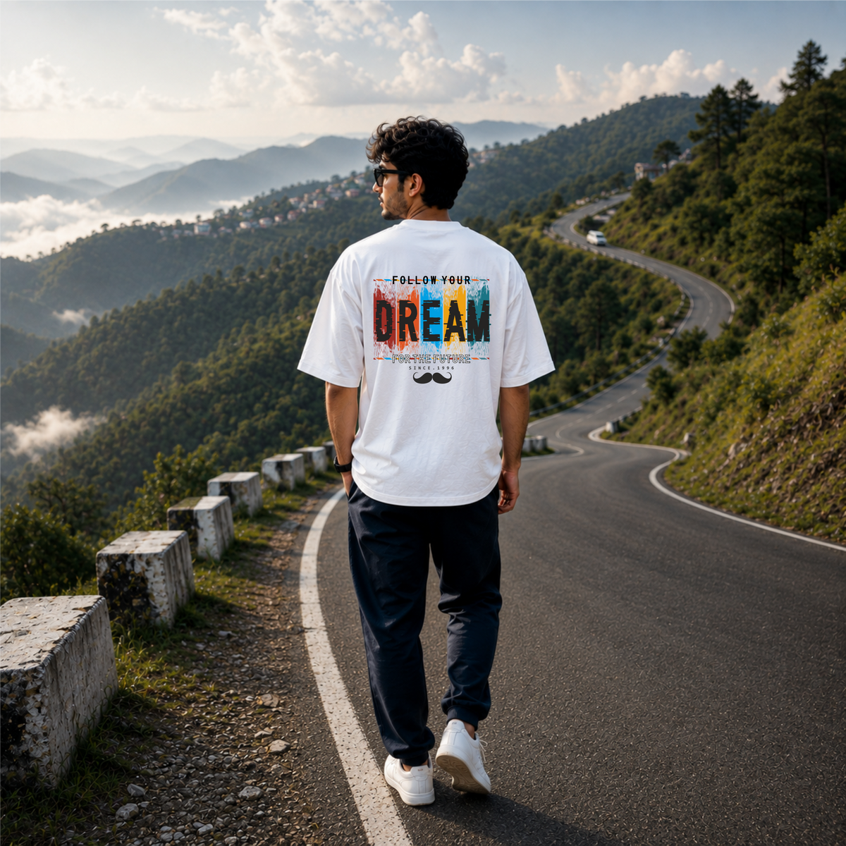 Bhokals Premium Oversized Front & Back Printed T-Shirt for Men - Dream