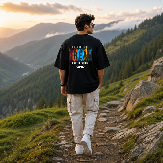 Bhokals Premium Oversized Front & Back Printed T-Shirt for Men - Dream