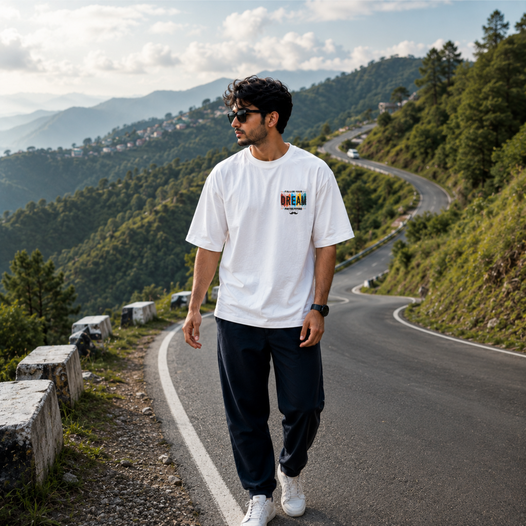 Bhokals Premium Oversized Front & Back Printed T-Shirt for Men - Dream