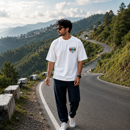 Bhokals Premium Oversized Front & Back Printed T-Shirt for Men - Dream