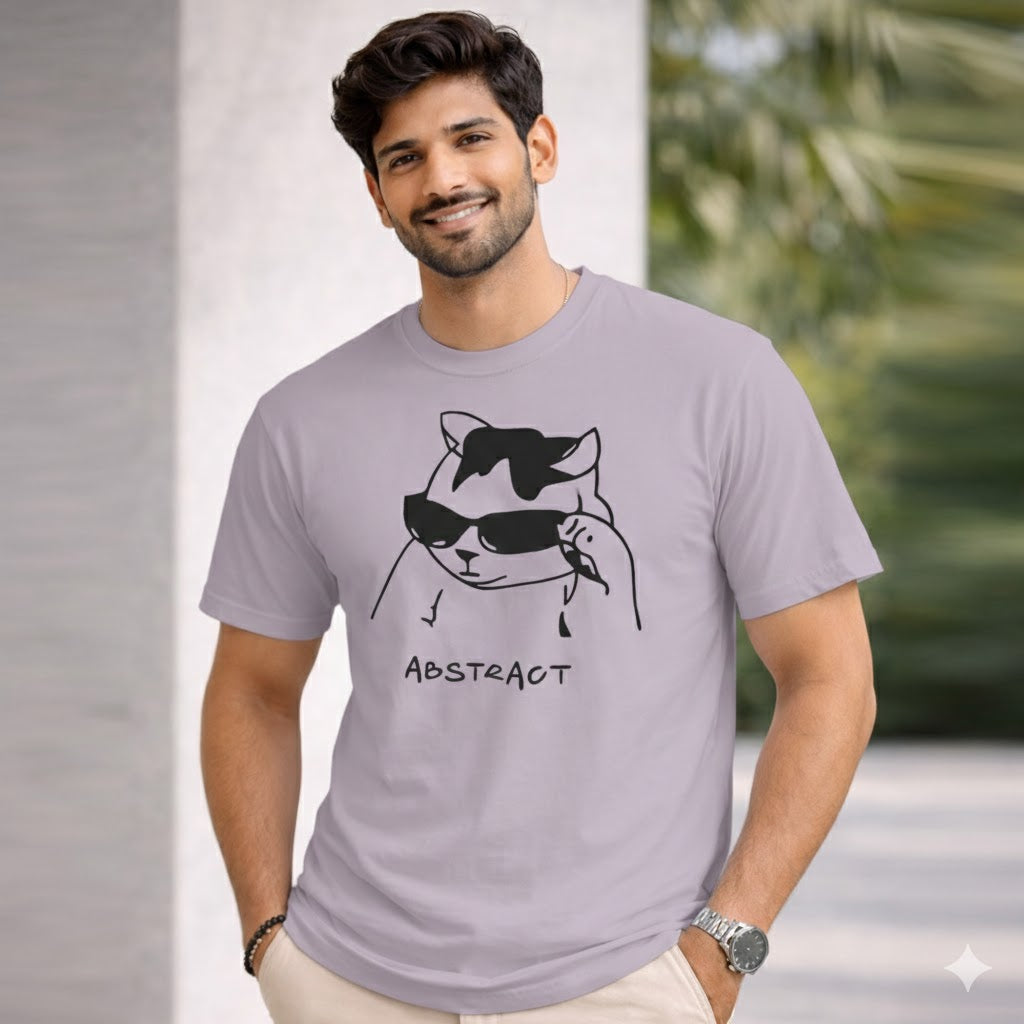 Bhokals " Abstract Cat " Printed, Round Neck, Cotton, Super Soft T-Shirt