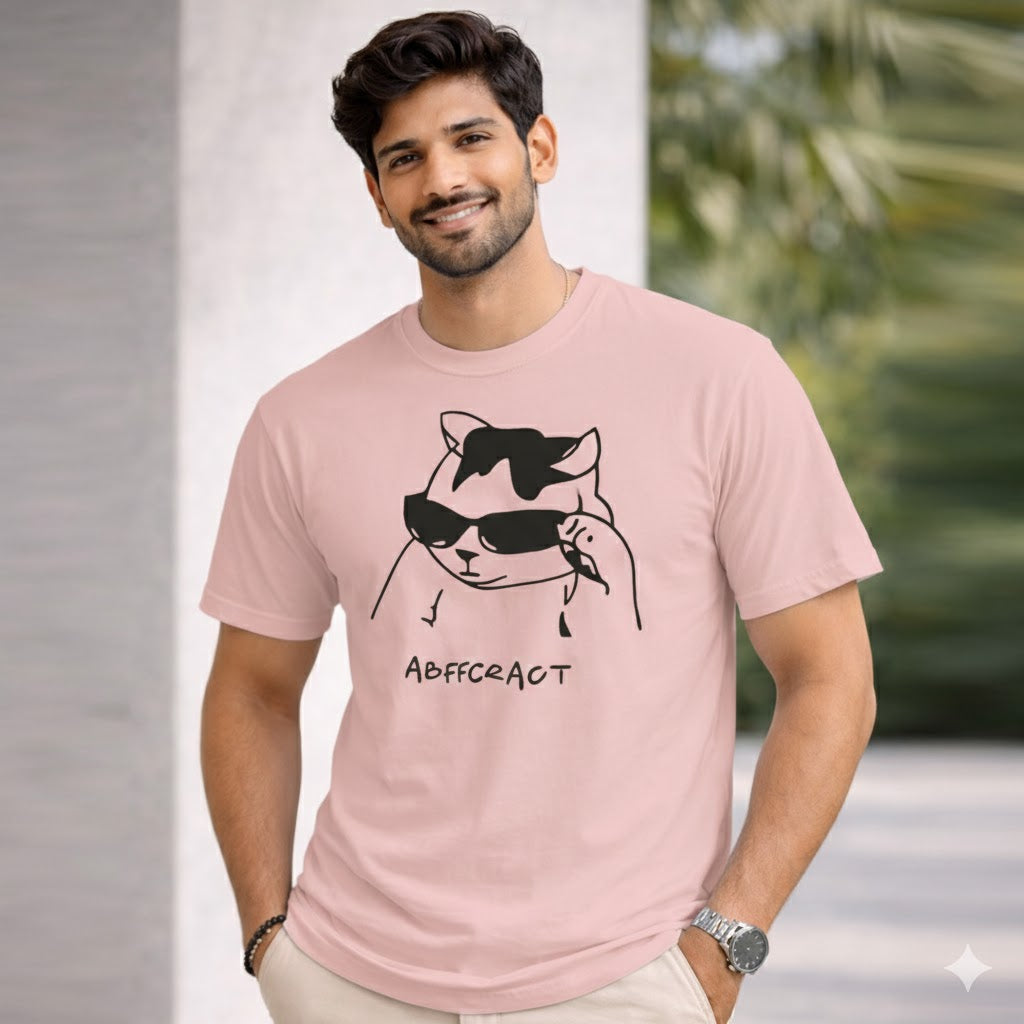 Bhokals " Abstract Cat " Printed, Round Neck, Cotton, Super Soft T-Shirt
