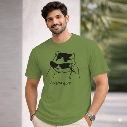 Bhokals " Abstract Cat " Printed, Round Neck, Cotton, Super Soft T-Shirt
