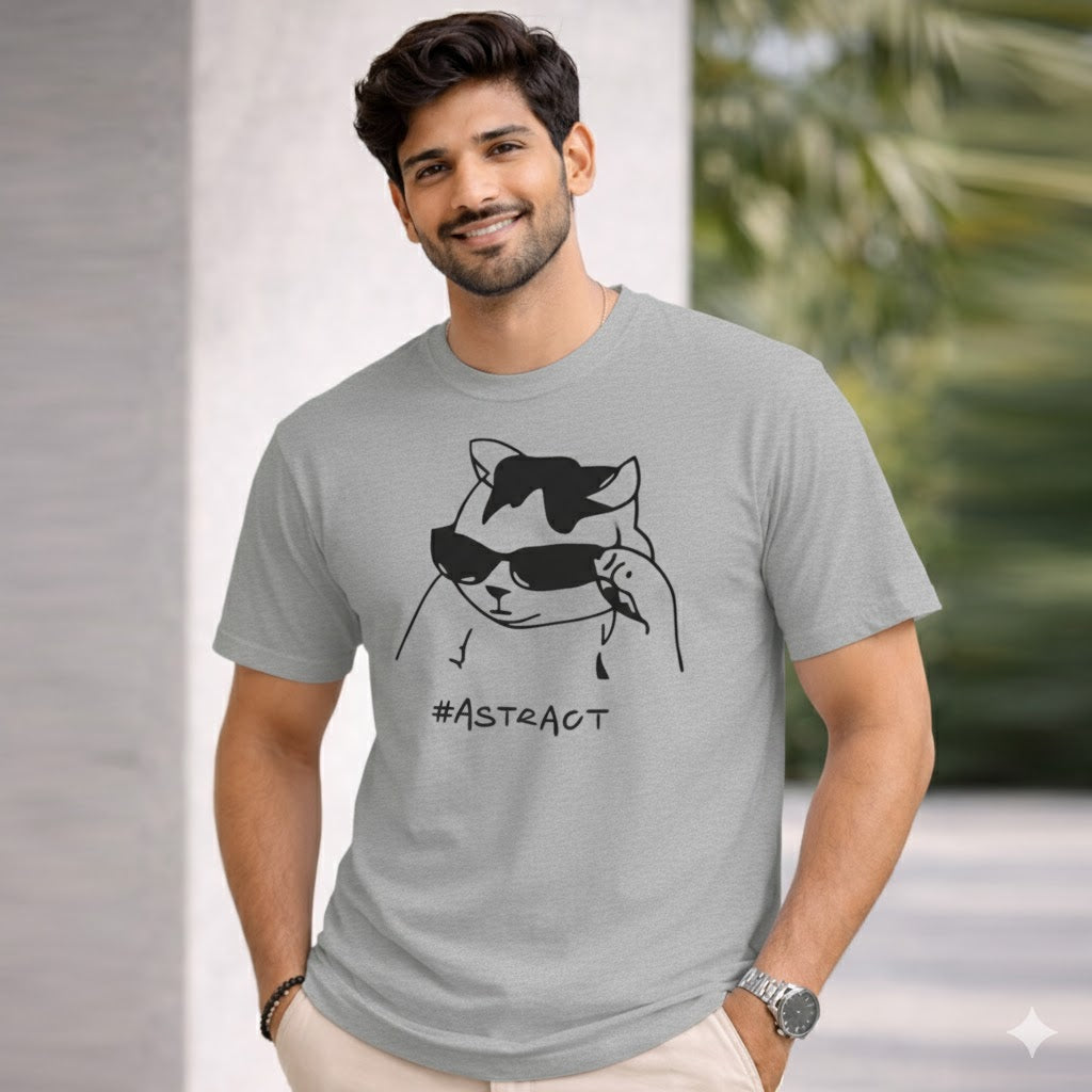 Bhokals " Abstract Cat " Printed, Round Neck, Cotton, Super Soft T-Shirt