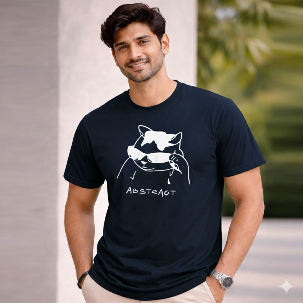 Bhokals " Abstract Cat " Printed, Round Neck, Cotton, Super Soft T-Shirt