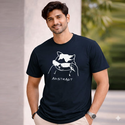 Bhokals " Abstract Cat " Printed, Round Neck, Cotton, Super Soft T-Shirt