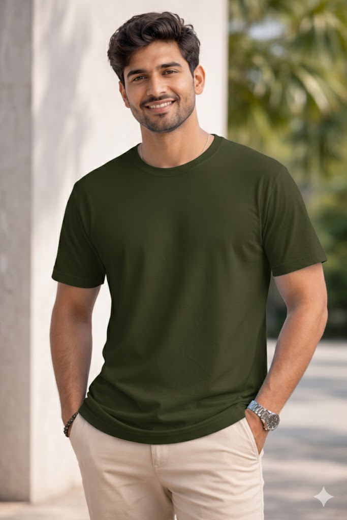 Bhokals Plain T shirt, Round Neck, Cotton, Super Soft T-Shirt