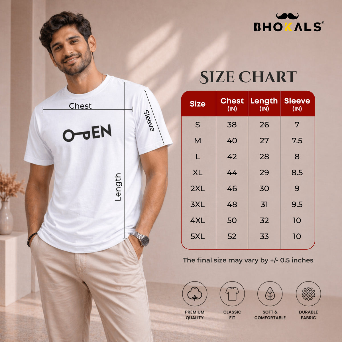 Bhokals "Open" Printed Round Neck, Cotton, Super Soft T-Shirt