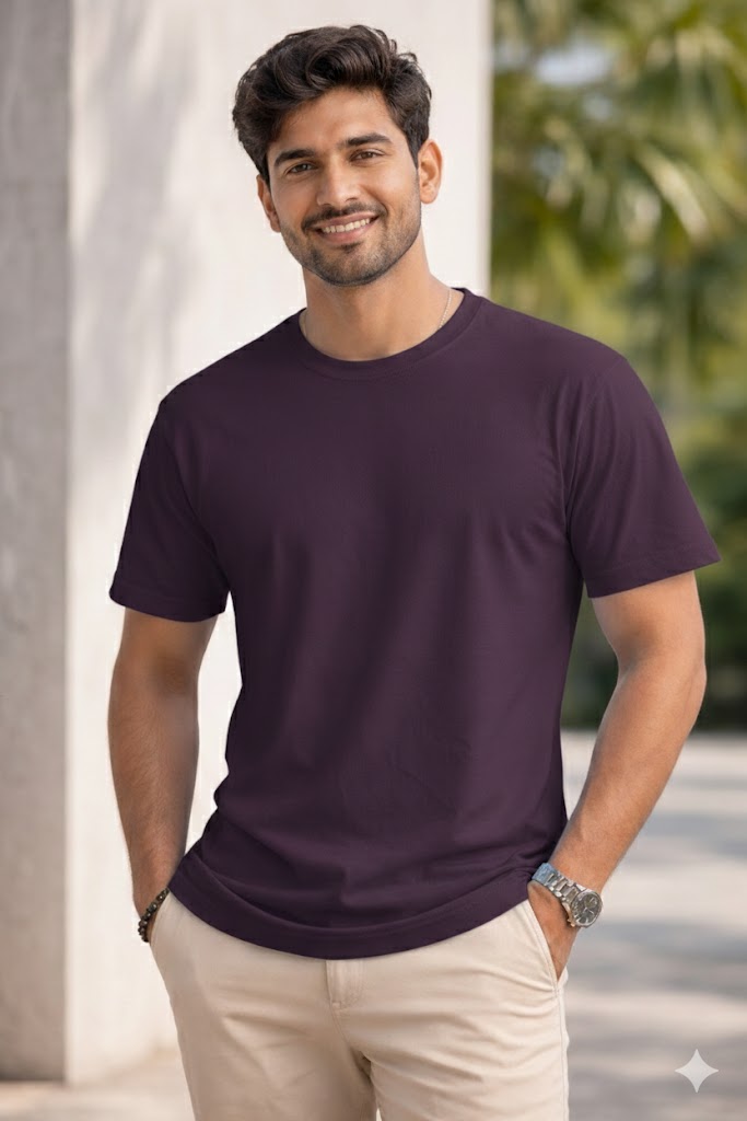 Bhokals Plain T shirt, Round Neck, Cotton, Super Soft T-Shirt