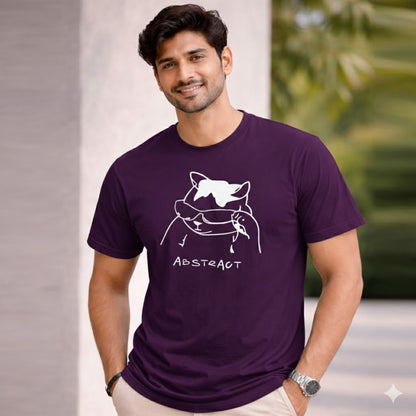 Bhokals " Abstract Cat " Printed, Round Neck, Cotton, Super Soft T-Shirt