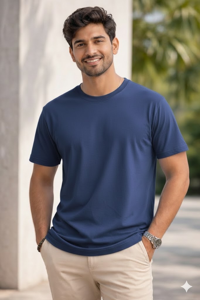 Bhokals Plain T shirt, Round Neck, Cotton, Super Soft T-Shirt