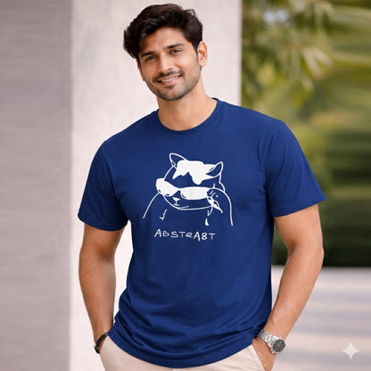 Bhokals " Abstract Cat " Printed, Round Neck, Cotton, Super Soft T-Shirt