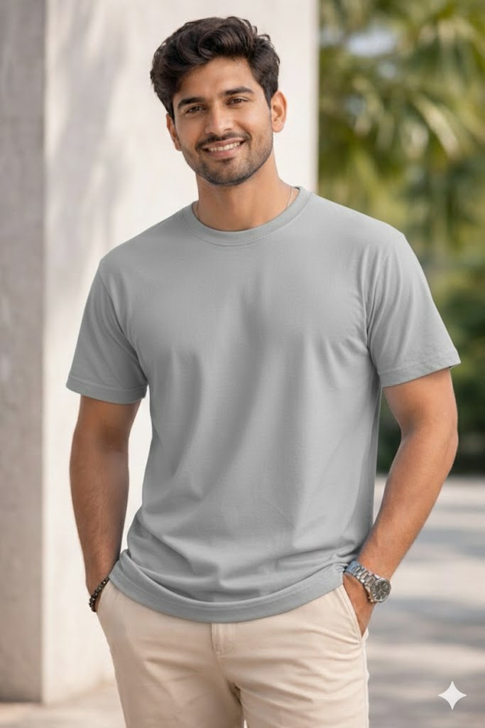 Bhokals Plain T shirt, Round Neck, Cotton, Super Soft T-Shirt