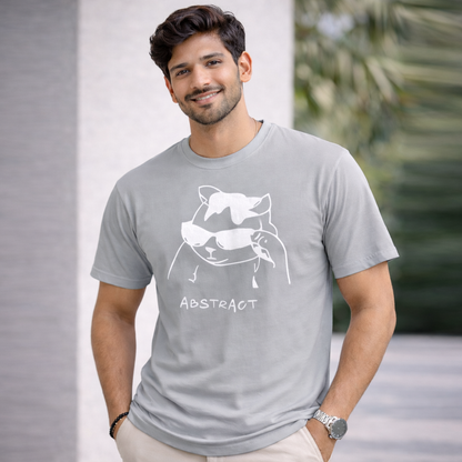 Bhokals " Abstract Cat " Printed, Round Neck, Cotton, Super Soft T-Shirt