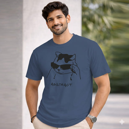 Bhokals " Abstract Cat " Printed, Round Neck, Cotton, Super Soft T-Shirt