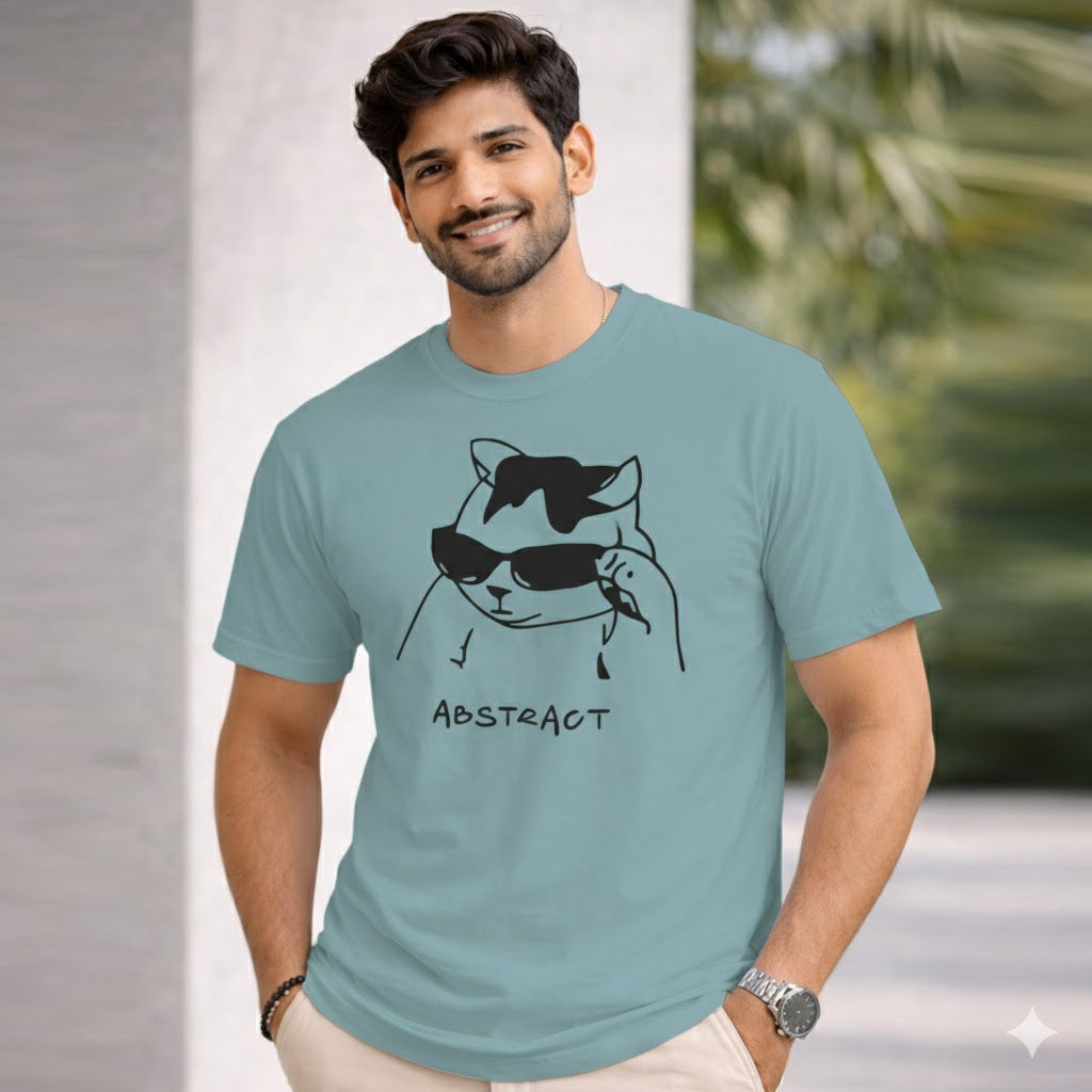 Bhokals " Abstract Cat " Printed, Round Neck, Cotton, Super Soft T-Shirt