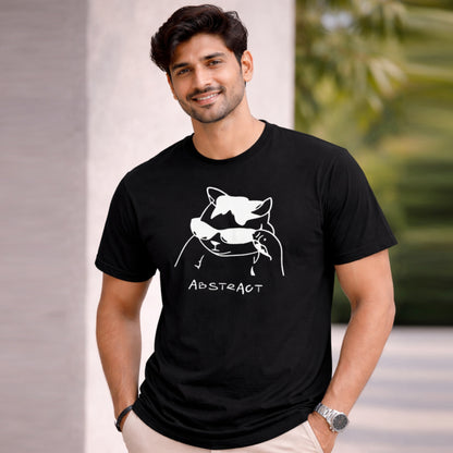 Bhokals " Abstract Cat " Printed, Round Neck, Cotton, Super Soft T-Shirt