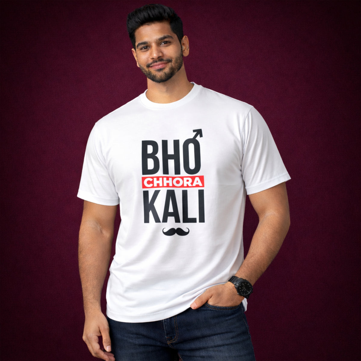 Bhokali Chora Printed Round Neck Cotton Men T-Shirt