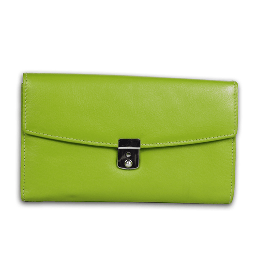 Leather Solid Green Women Wallet