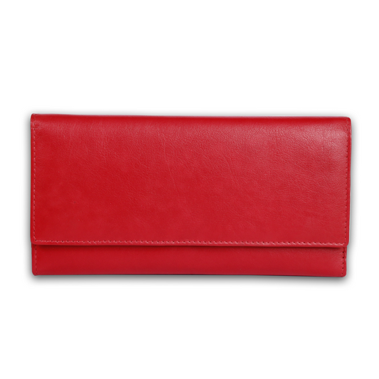 Leather Solid Red Women Wallet