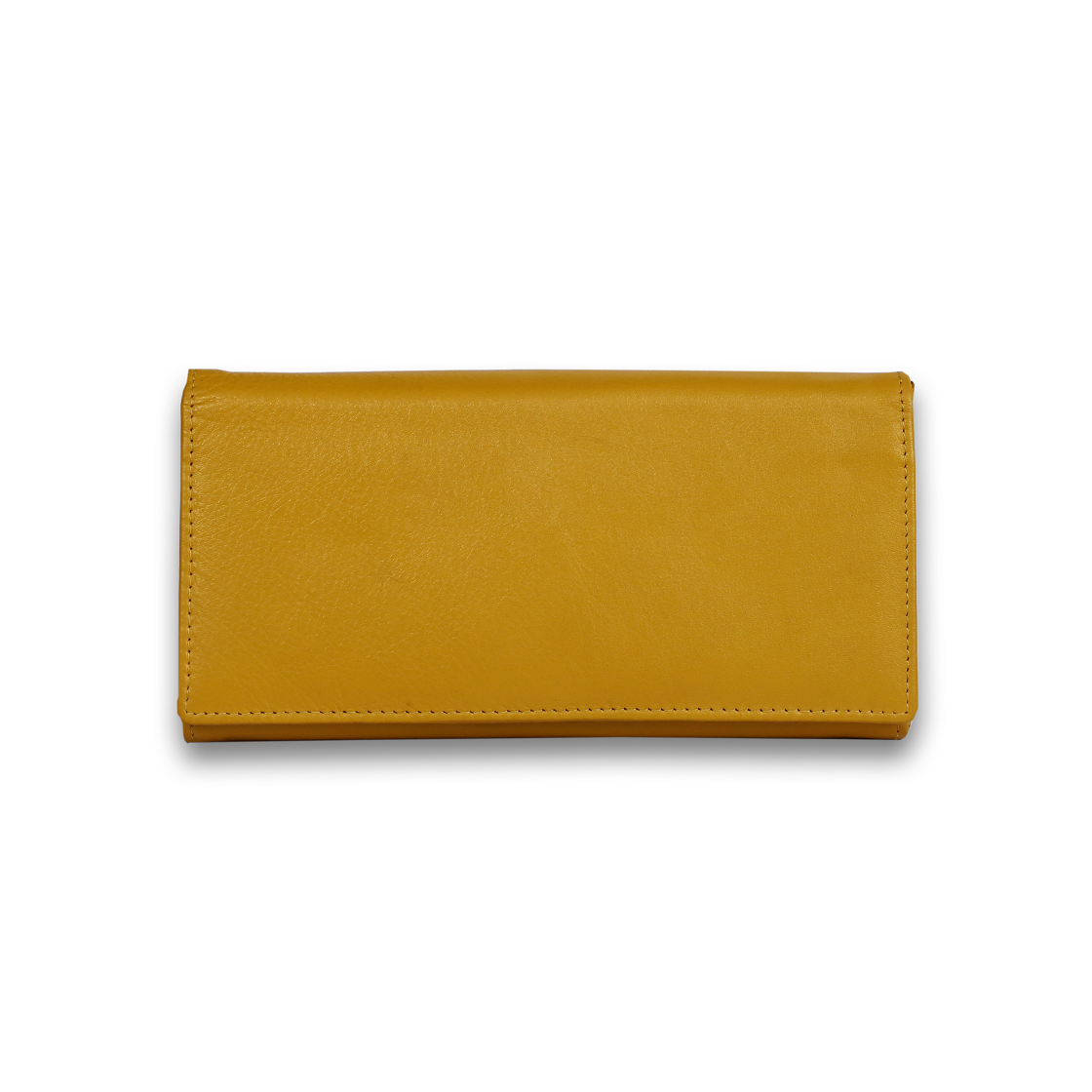 Leather Solid Yellow Zip Women Wallet