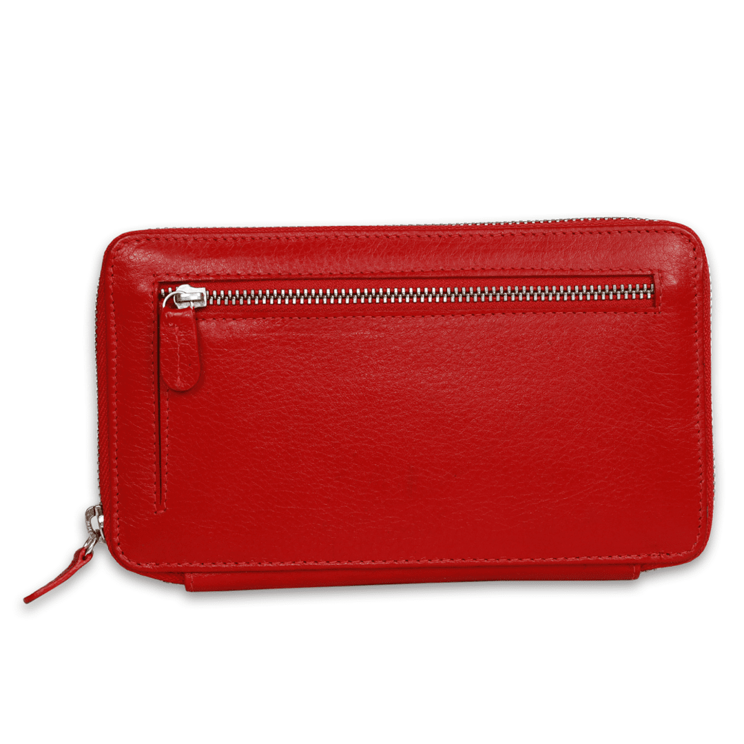 Leather Red Multi Card Unisex Wallet