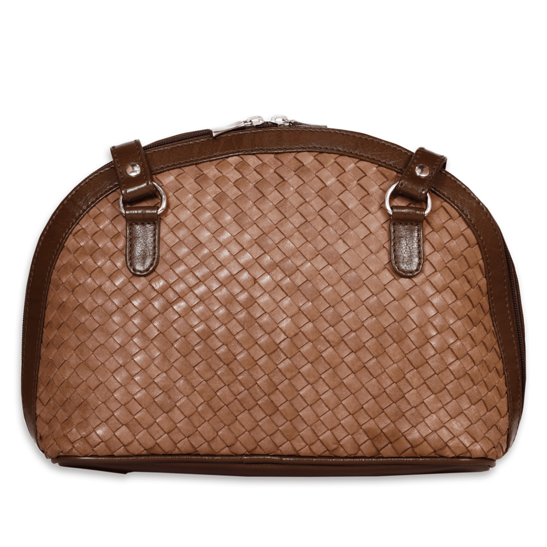Leather Tan Weave Women Hand Bag