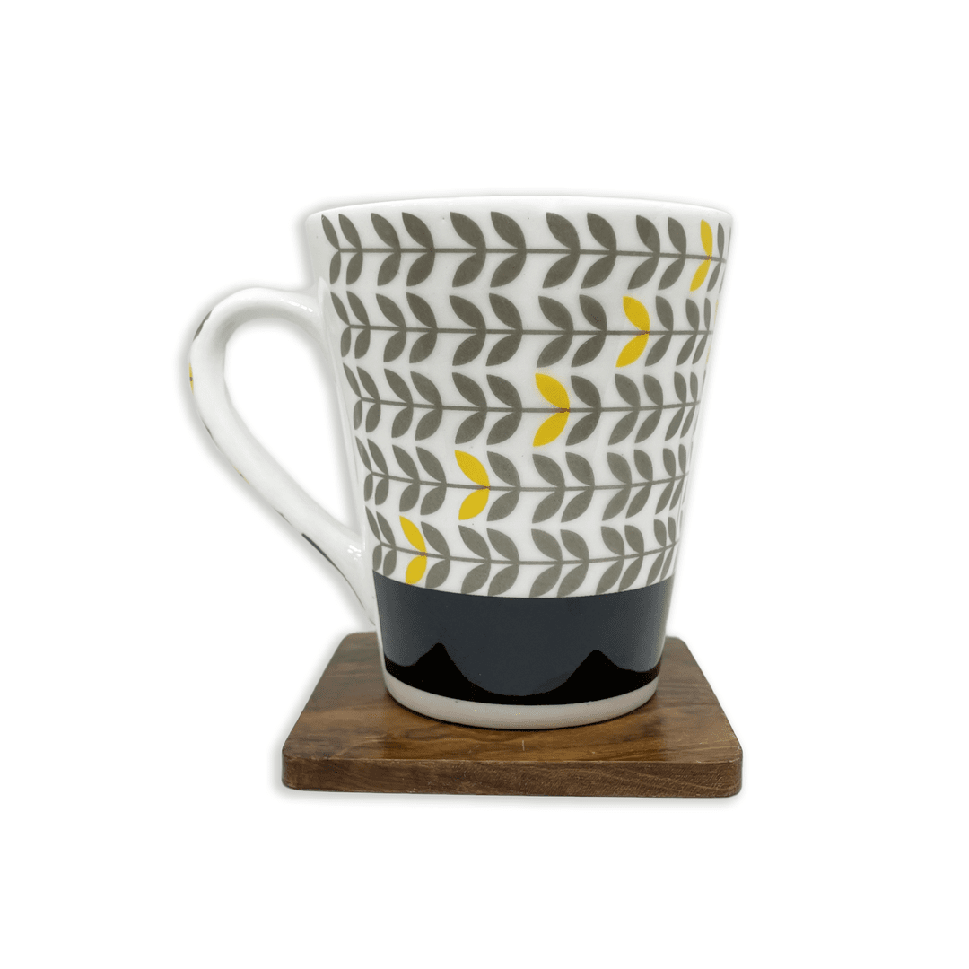 Bhokals Black Strip Texture Printed White Coffee Mug