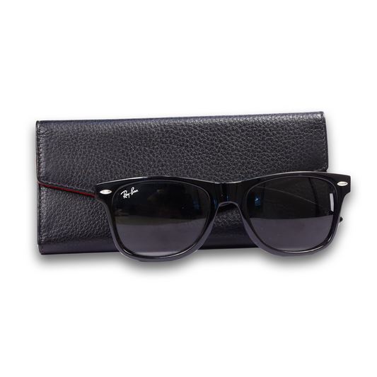 Leather solid black sunglass cover