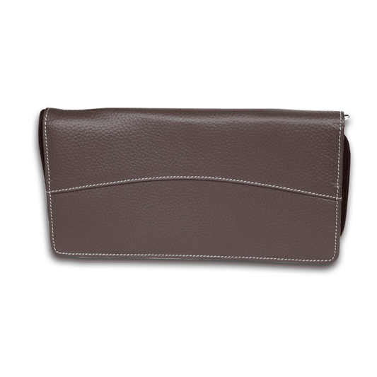 Leather Solid Brown Cheque Book Folder