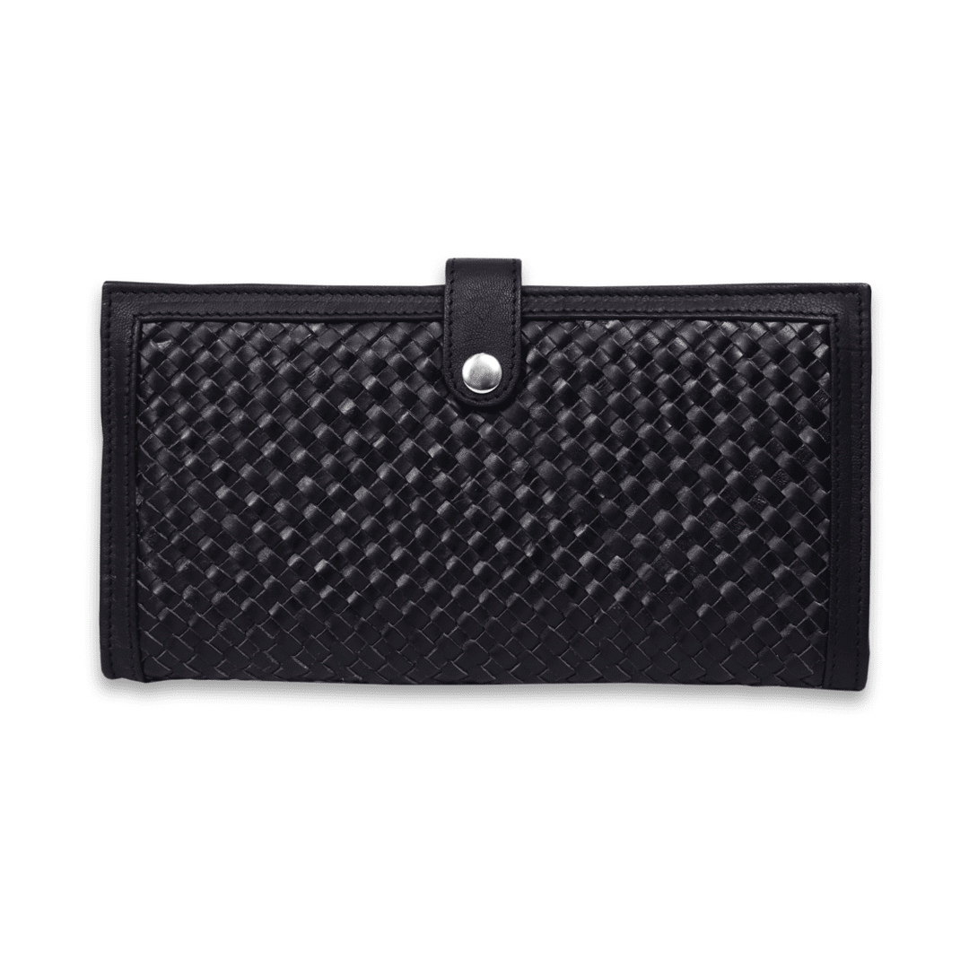 Leather Black Weave Ticket Card Holder