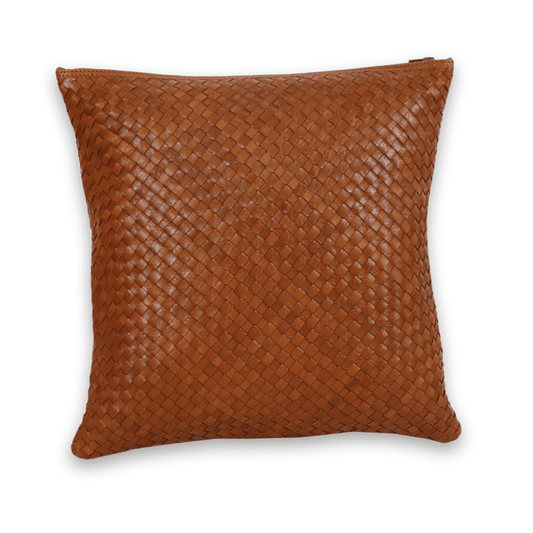 Leather Brown Weave Cushion