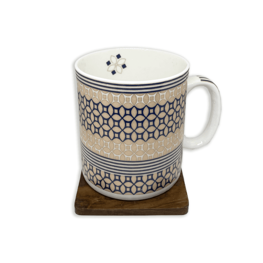 Bhokals Blue Cream Texture Printed White Coffee Mug