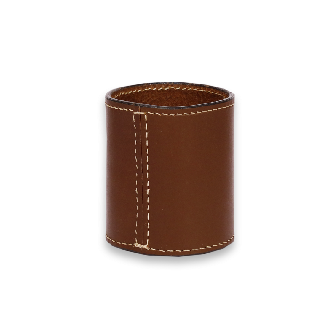 Leather Brown Round Pen Holder