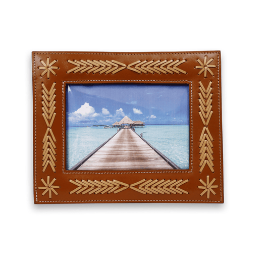 Leather Tan Hand Crafted Photo Frame