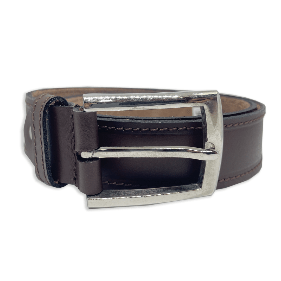 Bhokals Men Chocolate Brown Formal Leather Belt