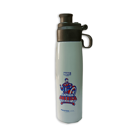 Master Cool Captain America Printed Steel White Water Bottle