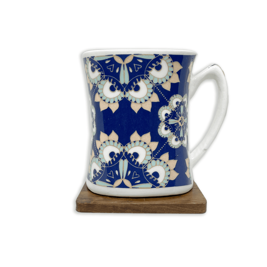 Bhokals Blue Rangoli  Printed White Coffee Mug