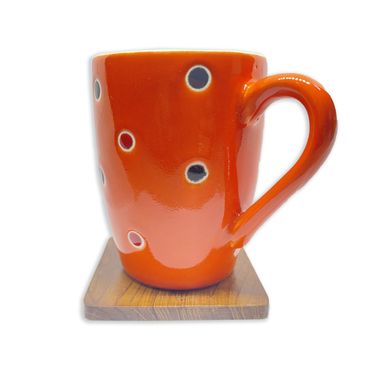 Bhokals Dots Printed Orange Yellow Coffee Mug