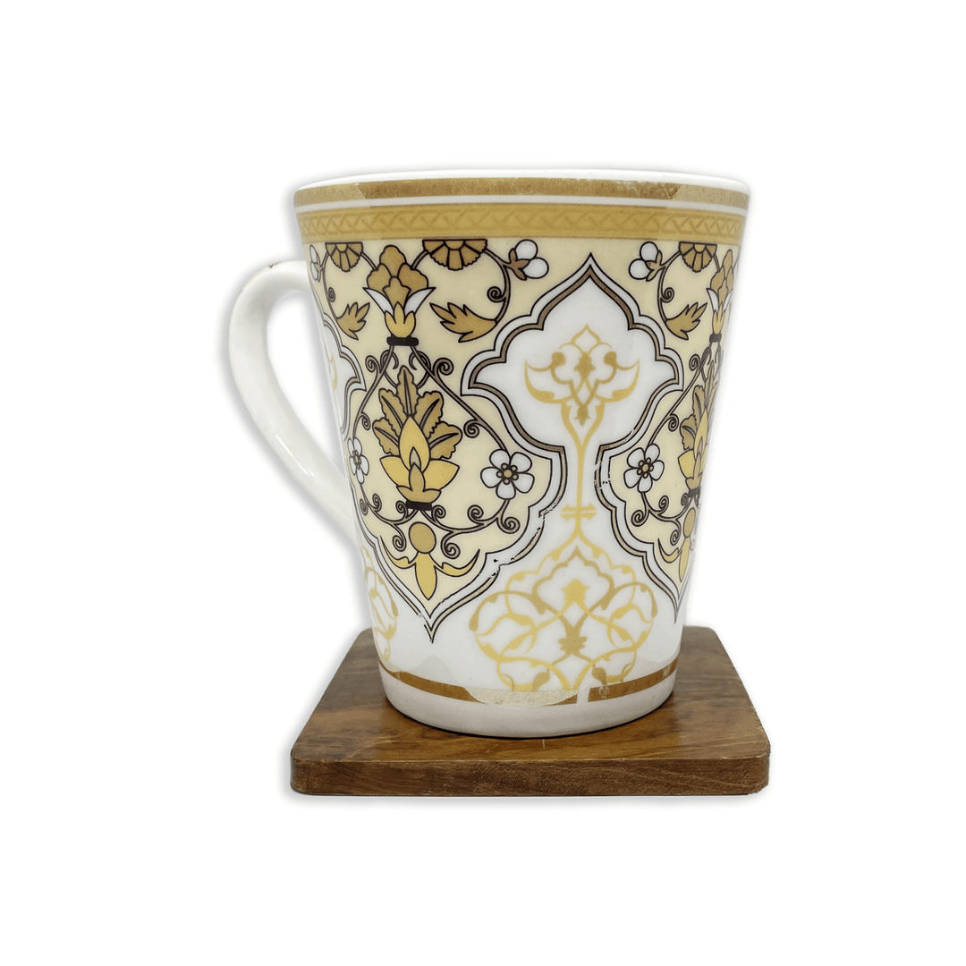 Bhokals Golden Texture Printed White Coffee Mug